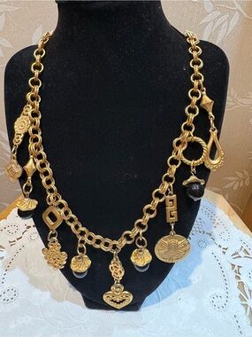 Gold-Tone Charm Toggle Clasp Chain Necklace